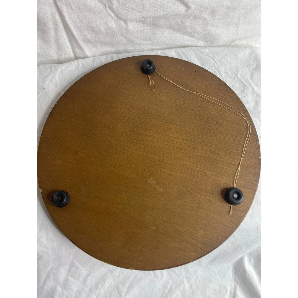 Vintage Wood Mosaic Trivet Hot Pad Round Mid Century MCM